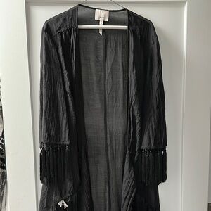 Cinq a Sept Swim Coverup Black Tassels